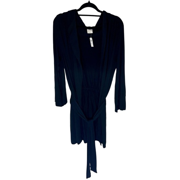 NWT Soma Black Soft Knit Short Robe L/XL Cozy Sleepwear - Picture 2 of 6